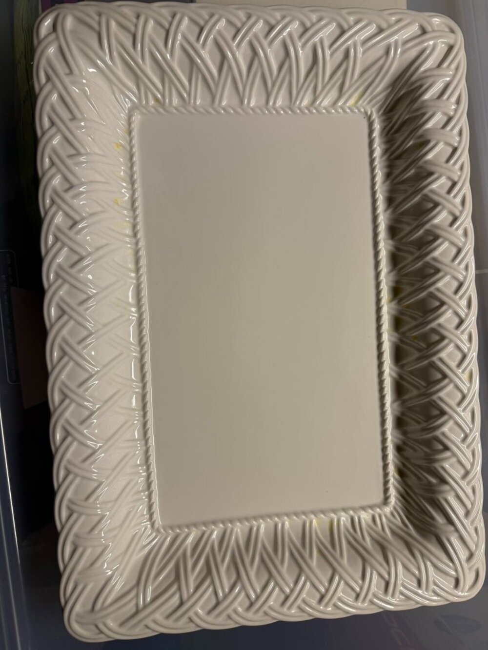 Tiffany & Co Porcelain Serving Platter, Woven Basket Design, 18x13, Retired